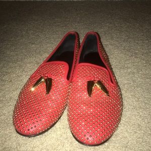 Giuseppe Zanotti Red Studded Flats FABULOUS